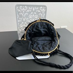 Vintage Black and Gold Handbag with Coin Purse